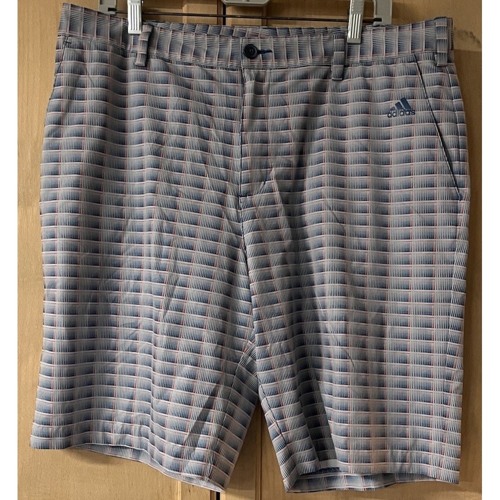 Mens Adidas Athletic Golf Shorts Size 36 Plaid Polyester ClimaLite